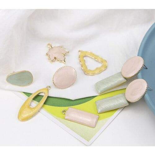 6pcs Drip Stained Strips Elliptical Maple Leaf Stud Earrings for Women Diy Jewelry Accessories Design Alloy 2020 New Geometric