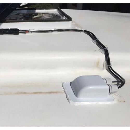 ABS Solar RV Yacht Stand Roof Duct Cable Entry Double Hole Round Junction Box White