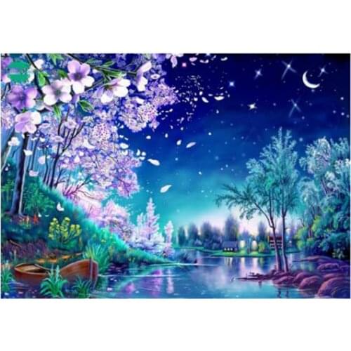 Diamond Painting Full Drill Pictures of Rhinestones Decor Home Diamond Embroidered Lake Surface