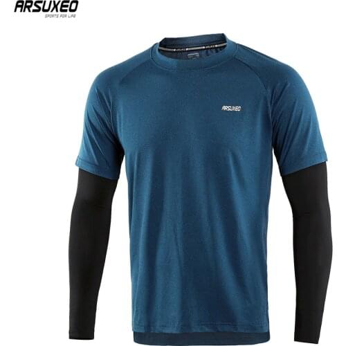 ARSUXEO Running Shirts Men Quick Dry Compression Sport T-Shirts Gym Long Sleeve Workout Training Elastic Fitness Sportswear18T8