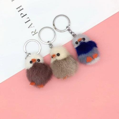 Duckling ladies hot style fur mink fur bag pendant accessories car keychain plush jewelry