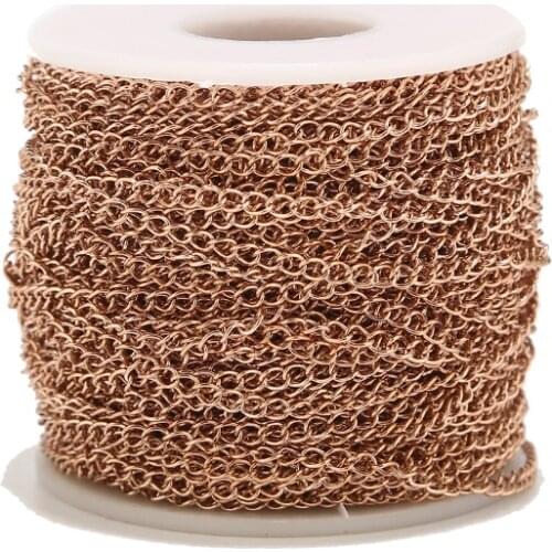 Stainless Steel Rose Gold Meter Link Chain Necklace Rolo Link Chain By Meter DIY Jewelry Making Cadena Por Metros Extend Chain