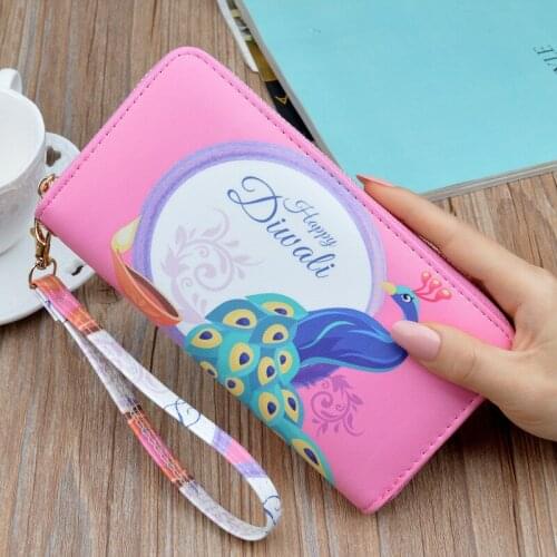 Peafowls Designer Clutch Bags For Women 2020 Removable Strap PU Leather Wallet With Coin Pocket Female Purse Woman Card Holder