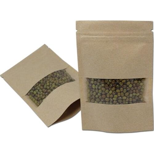 Doypack Brown Zip Lock Kraft Paper Package Bag Coffee Dried Food Snacks Candy Storage Stand Up Packing Pouch Bags Heat Sealable