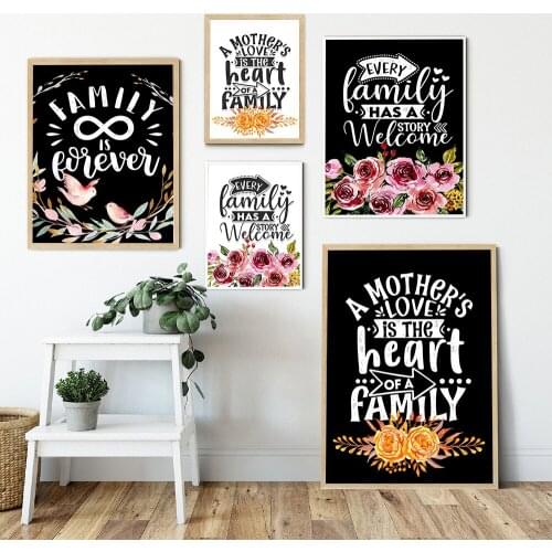 Canvas Painting Posters Prints Mother family Heart Poster Wall Art Inspirational Quote Pictures for Living Room Home Decoration