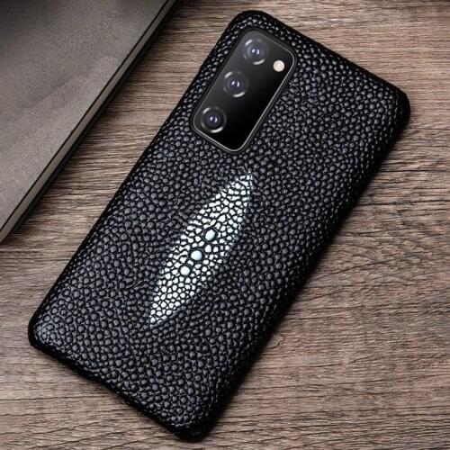Leather Phone Case For Samsung Galaxy S20 FE case For s20 plus Cowhide Cover For Note 20 Ultra Pearl Fish Texture Case