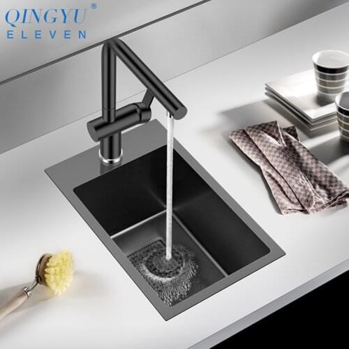 Nanometer 304 Stainless Steel Handmade Kitchen Sink 220mm Depth Small Size Single Above Mount Bar Counter Kitchen Sink