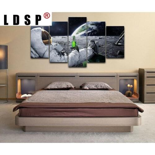 LDSP 5 pcs Pictures Print Astronaut Beer on the Moon Poster Canvas Print Paintings Spectacular fashion Wall Art Decor Home Decor