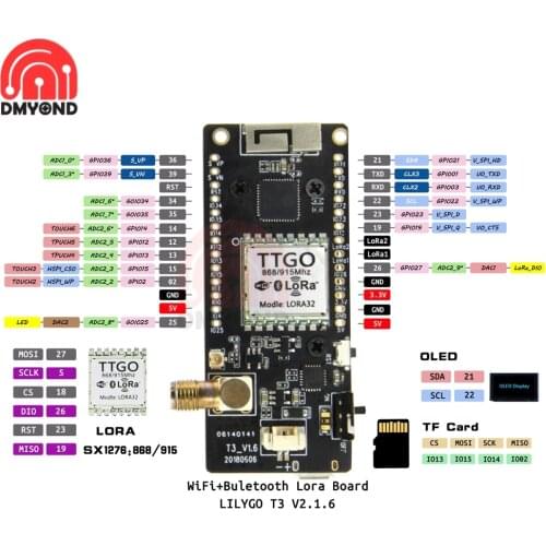 TTGO LoRa32 V2.1 433/868/915Mhz ESP32 LoRa OLED 0.96 inch 0.96" Bluetooth WIFI Wireless Module SMA IP5306 DIY Module Board