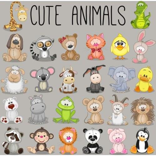 Realistic Animal Iron On Patch Tops Vinyl Heat Transfer Diy Fashion Appliqued Punk Patch Heat Print On Baby Shirt Shoes