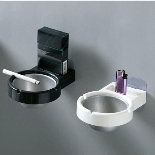 Wall Mounted Stainless Steel Ashtray Bathroom Cigarettes Holder Storage Rack Ashtrays stick to smooth wall