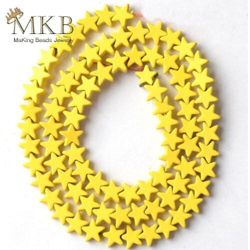 Natural Stone Yellow Hematite Stone 6mm Matte Rubber Five-pointed Star Beads For Jewelry Making Space Beads Diy Bracelet 15"