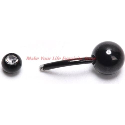 New Punk Black Titanium Rhinestone Barbell Body Piercing Curved Unisex Earrings Piercings Navel Belly Button Bar Ring Wholesale