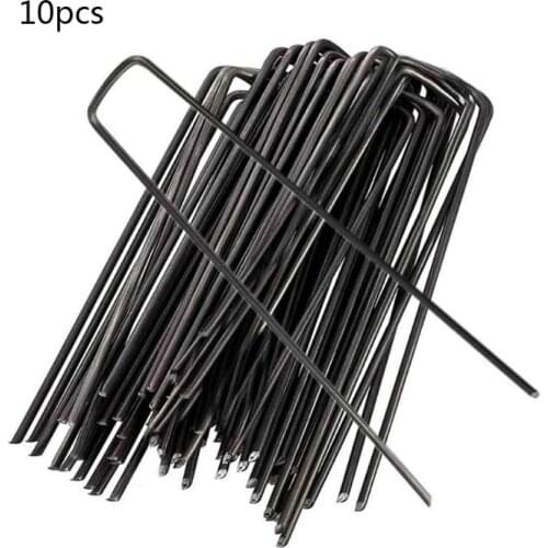 2021 New 10 Pcs U-shape Garden Staples Ground Stakes Pegs Garden Pins Spikes for Securing
