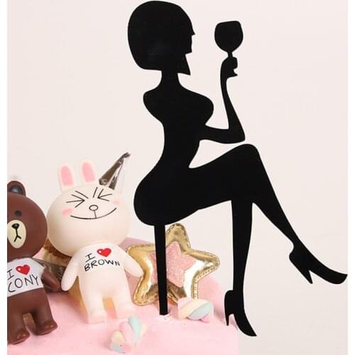 New High Heels Girl Cake Topper Acrylic Golden Pink Birthday Cake flags Wedding Cupcake Toppers Happy Birthday Baking Decoration