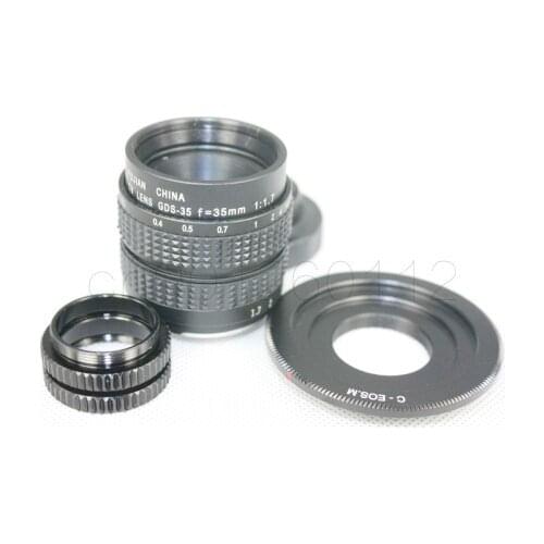 35mm F1.7 CCTV TV Movie lens+C Mount + Macro ring for Canon E0S M M2 M3 M5 M6 M10 M100 Mirrorless Camera
