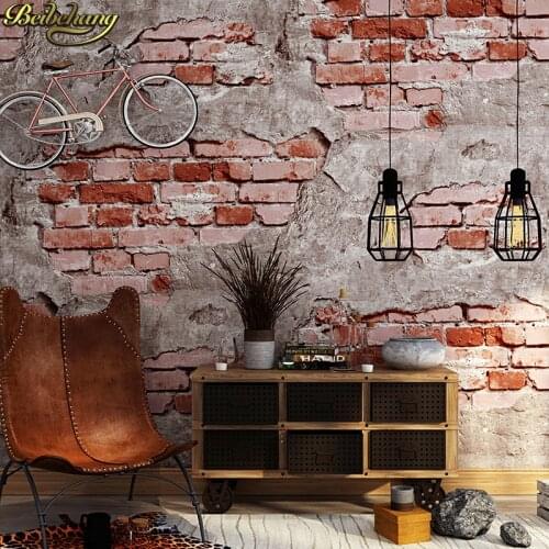 Beibehang Gray cement wall PVC wall paper 3D Stereo Retro Brick Rock Imitated Stonewall Living Room Wallpaper for living room