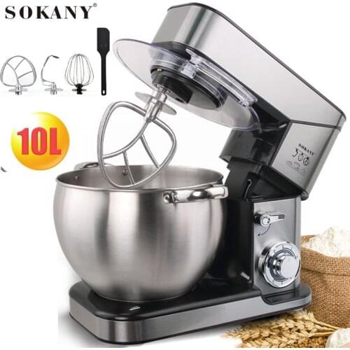 220V10L stand Planetary mixer milk frother cake dough kneading stainless mixing maker food Whisk egg beater 6 speed Chef machine