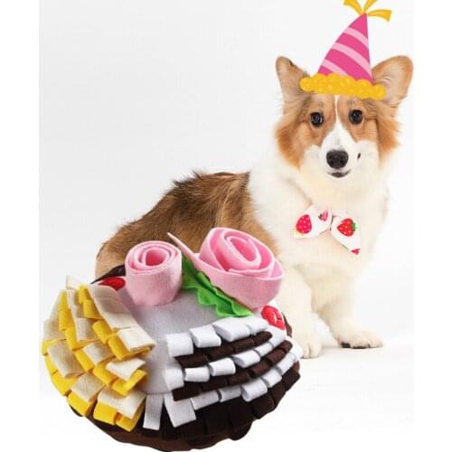 Plush Dog Sniffing Toys Slow Food Dog Training Supplies Birthday Cake Shape Funny Dog Chew Toy for Small Medium Dog Dropshipping