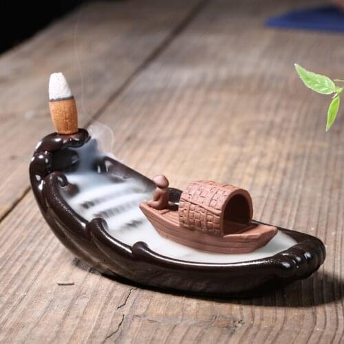 Lofty Mountains And Flowing Water Backflow Incense Burner Cerative Resin Smoke Waterfall Incense Sticks Holder