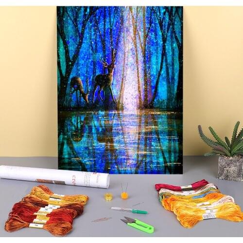 Natural Scenery Winter Melody Printed Fabric 11CT Cross Stitch Patterns DIY Embroidery DMC Threads Handiwork Sales