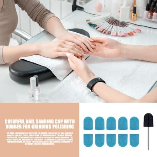 Colorful Nail Sanding Caps With Rubber Gel Polish Remover Nail Drill Bit Mill Grinding Sand Cap Tool For Manicure Machine