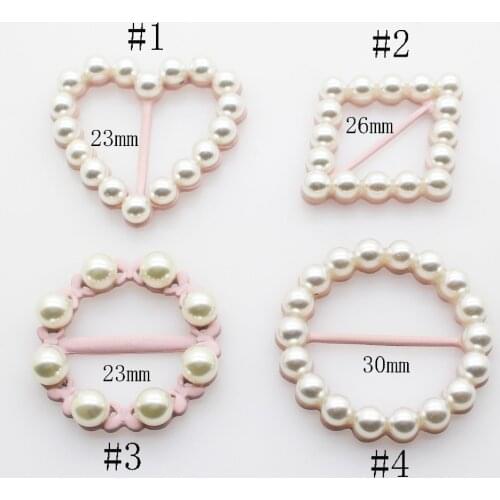 Pink alloy Base 10pcs/lot White Ivory Pearl Ribbon Buckles Slider invitations decoration for Wedding Card Hair Craft Accessories