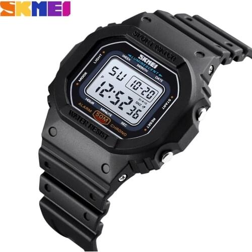 SKMEI LED Fashion Colorful Sports Digital Watch Waterproof Shockproof PU Strap Stopwatch Alarm Femal Watches reloj hombre 1608