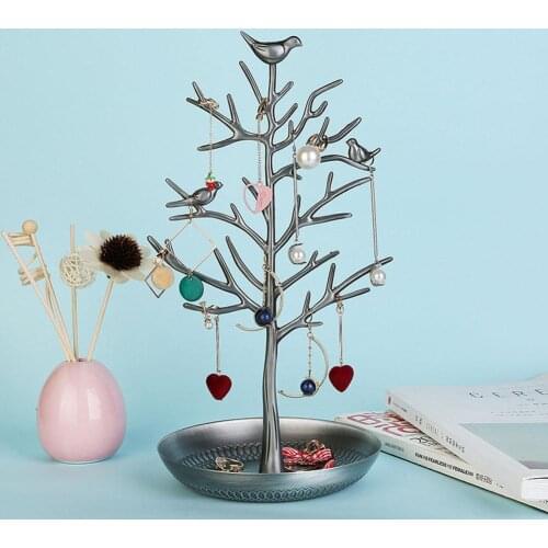 Alloy Jewelry Tree Display Stand Holder Organizer Tower forPendant Earring Necklace Ring Storage
