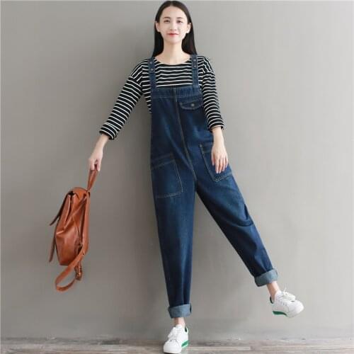 Loose Jeans Women Jumpsuit Denim Romper Overalls Casual Long Trousers Vaqueros Basic Denim Pants Wide Leg Rompers Female