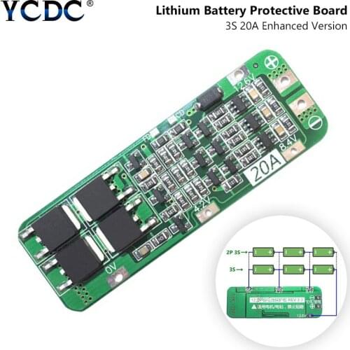 Enhanced 3S 20A 12.6v Li-ion Lithium Battery 18650 Charger PCB BMS Protection Board For Drill Motor Lipo Cell Module
