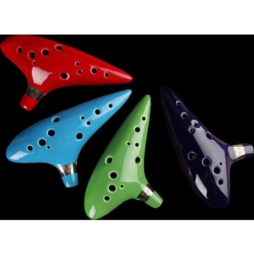 Upgrade style enhanced Zelda Ocarina of Time Triforce Link 12 Hole Alto C Mediant Tone Musical Instrument Ceramic Flute with Bag
