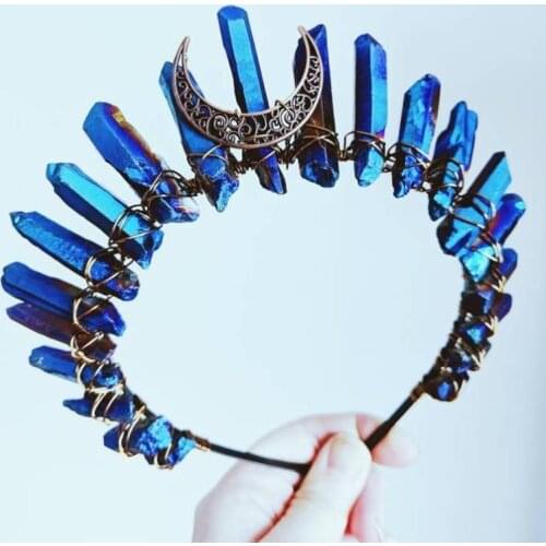 Witch raw crystal headband accessories jewelry moon wicca wizard crown headband headwear