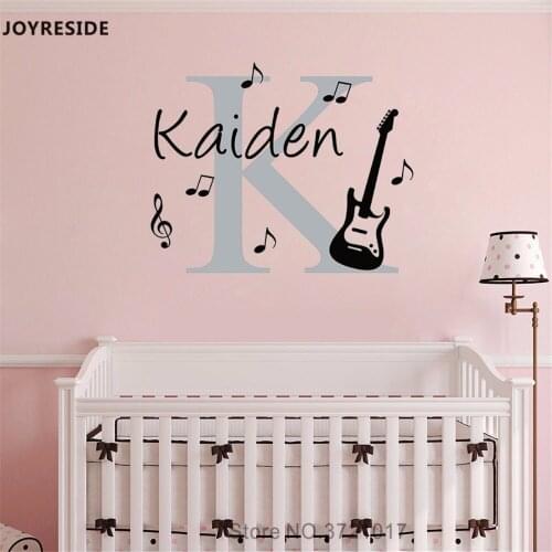 JOYRESIDEMusic Notes Customed Name Wall Decal Initail Vinyl Sticker Home Children Kids Bedroom Decor Lovely Interior Design A665