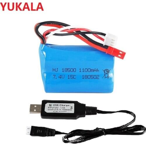 YUKALA T10 T11 T34 HQ827 RC helicopter spare battery 7.4v 1100Mah Li-polymer battery/USB charger 180502