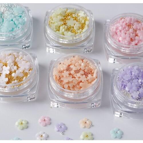 1Bag UV-Changing Flower Nail Art Decoration Five Petals Flower Variable Color Manicure Design Charm Embellishment 100/500Pcs