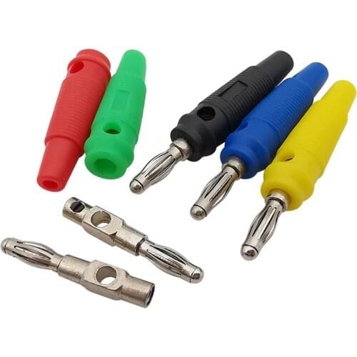 10Pcs/lot Red Green Blue Yellow Black 4mm Solderless Side Stackable Banana Plug Speaker Cable Wire Connector