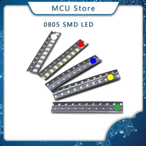 100pcs 0805 SMD LED diodes light yellow red green blue White Hot sale