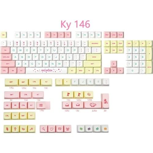 146 Keys XDA Profile PBT Macaron Keycaps DYE Sublimation Keychron GH60 GK61 GK64 P9YA