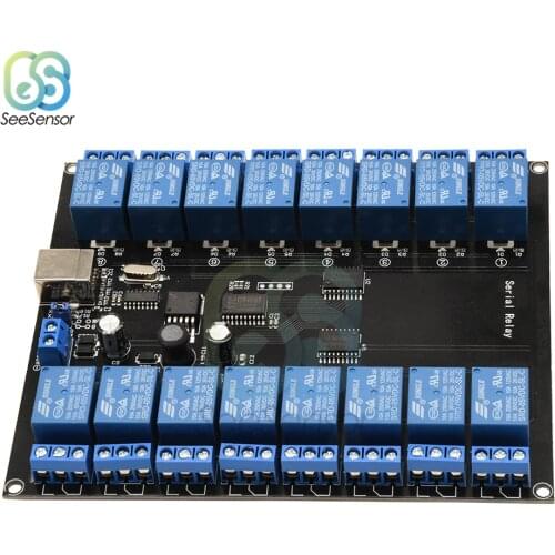 DC 7V-38V 16 Channel Serial Relay Module USB Relay Switch for Arduino 10A/250V