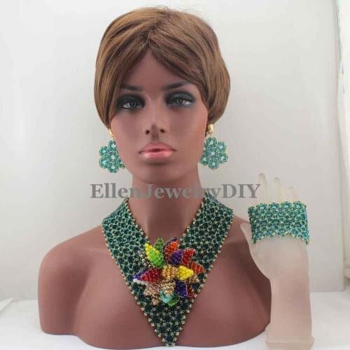 2019 Classical Dubai Wedding African Beads Set Crystal Mix Beads Necklace Nigerian Fashion Jewelry Set Hot Free Shipping W13303