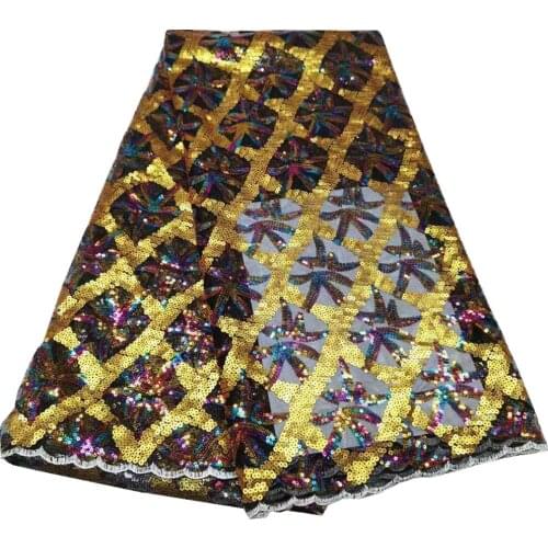2021 High Quality African Nigerian Tulle Lace Fabric Embroidery Party Dress Sequins French Fabric For Sewing QX-110