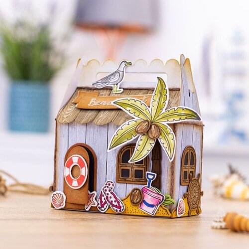 3D Box Cottage House Candy Bag Cut Diy Handmade Mold Paper Metal Craft Dies for Card Making Cut Dies 2021 Embossing New