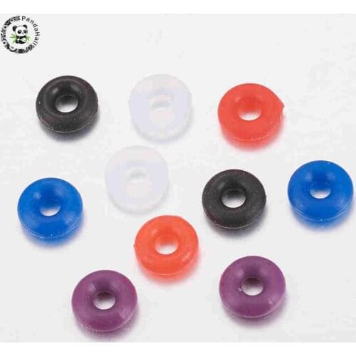 500pcs Rubber O Rings Connectors Fit European Clip Stopper Beads, about 6mm in diameter, 2mm thick, hole: 2.5mm