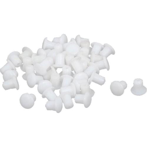 Promotion! Plastic Round Shaped Cover Screw Cap Lid White 50pcs for 5mm Dia Hole