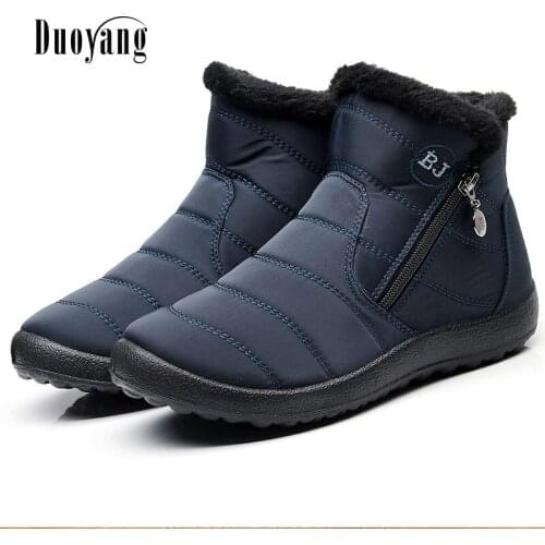 Boots winter 2021 casual warm snow boots women shoes plus size high-top waterproof black platform ankle boots