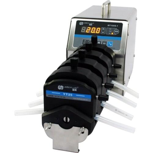 BT100S-1 4X YT25 Industrial Medical Lab Basic Variable Speed Water Fluid Dosing Pump Dosing Peristaltic Pump 0.17-720ml/min