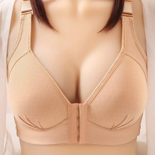 Full Cup Bra Front Buckle Lingerie Gathering Breathable Thin No Steel Ring Underwear Bra Anti Sagging Bra New