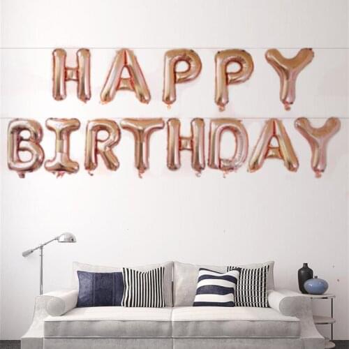 JX-LCLYL 17" Rose Gold Self Inflating Happy Birthday Letters Foil Balloon Banner
