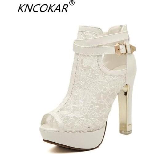 KNCOKAR 2018 quick sale of hot style foreign trade new fish-mouth womens shoes and sandals banquet girl style short sandals